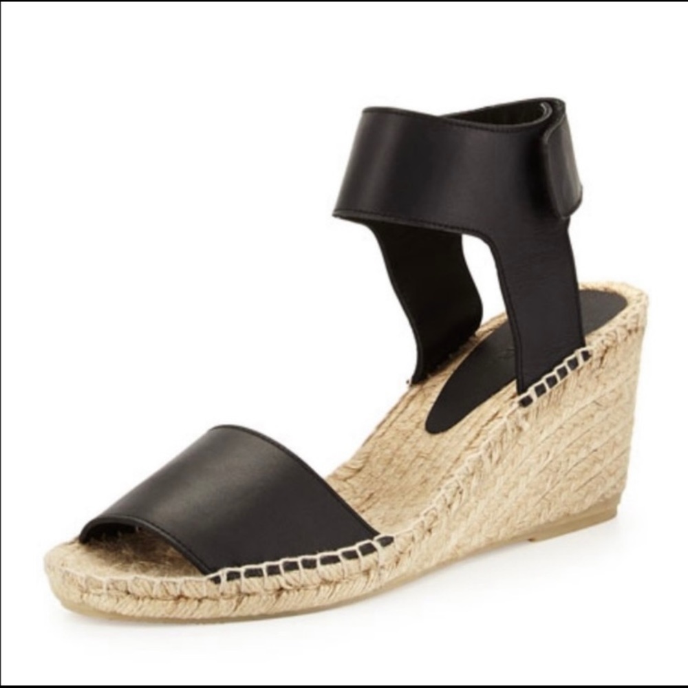 Vince Sophie Black Leather Ankle Strap Espadrille W… Gem